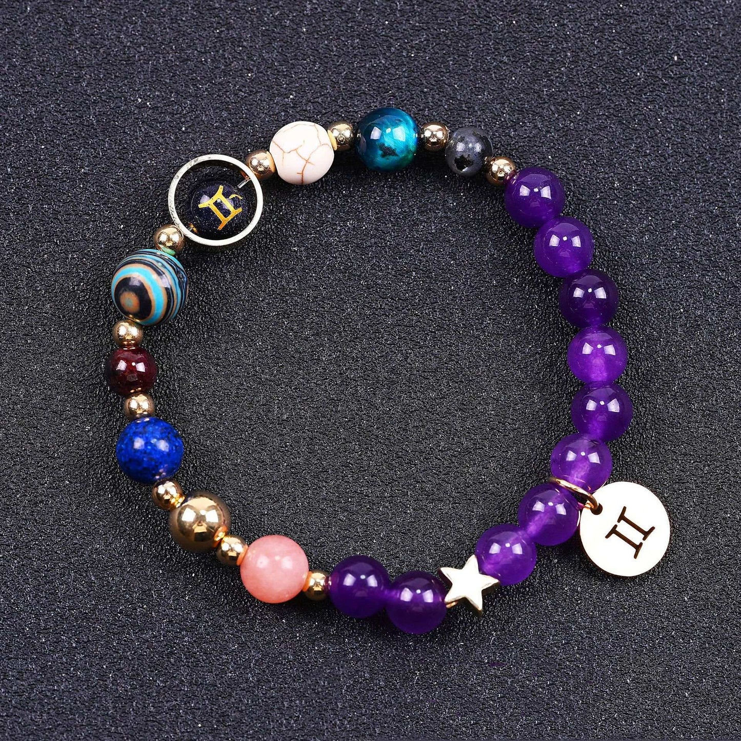 Twelve Constellations Bracelets Amethyst Blue San Constellation Lettering - My Store