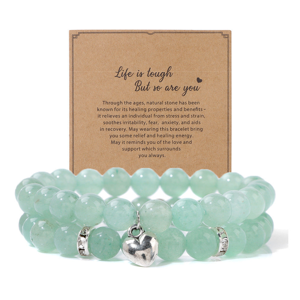 Zebra Stone Turquoise Obsidian Double Layer Bracelet Set