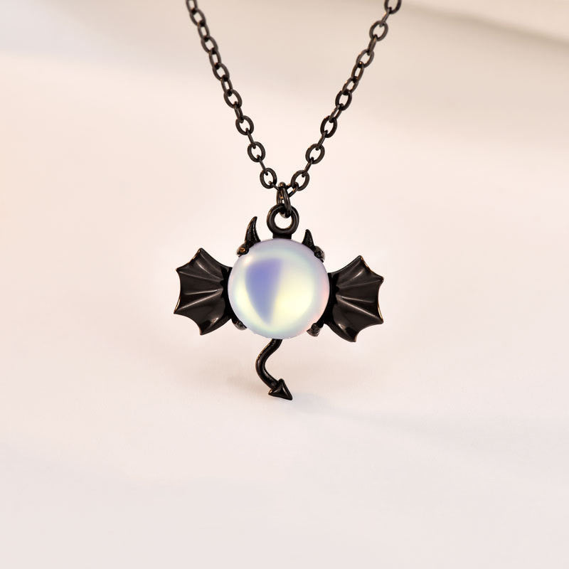 sterling silver demon necklace moonstone
gothic halloween jewelry pendant
demon moonstone necklace silver
alternative gothic jewelry accessory