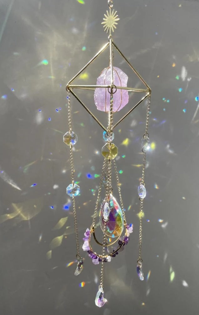 Hanging aurora crystal prism window decoration