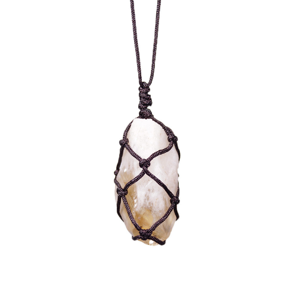 Clear quartz wire wrapped crystal necklace