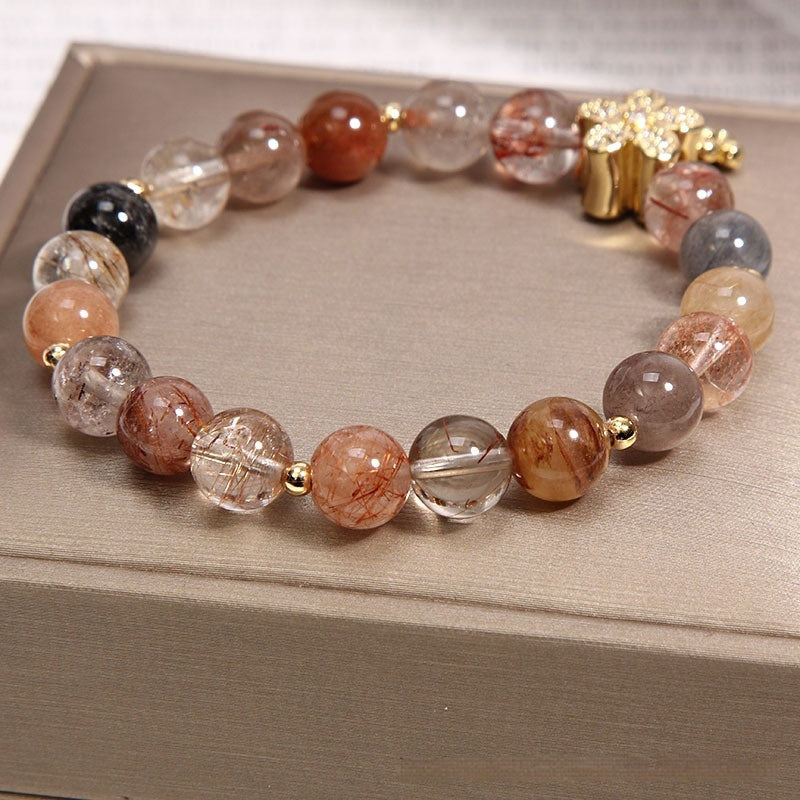 Golden Rutilated Quartz Bracelet - Premium Natural Crystal 60g