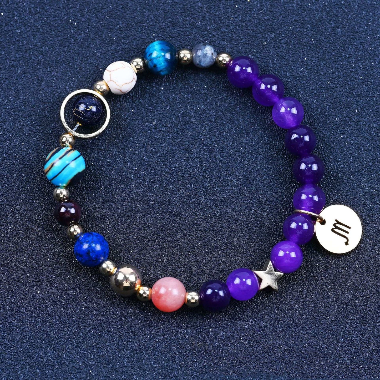 Twelve Constellations Bracelets Amethyst Blue San Constellation Lettering - My Store