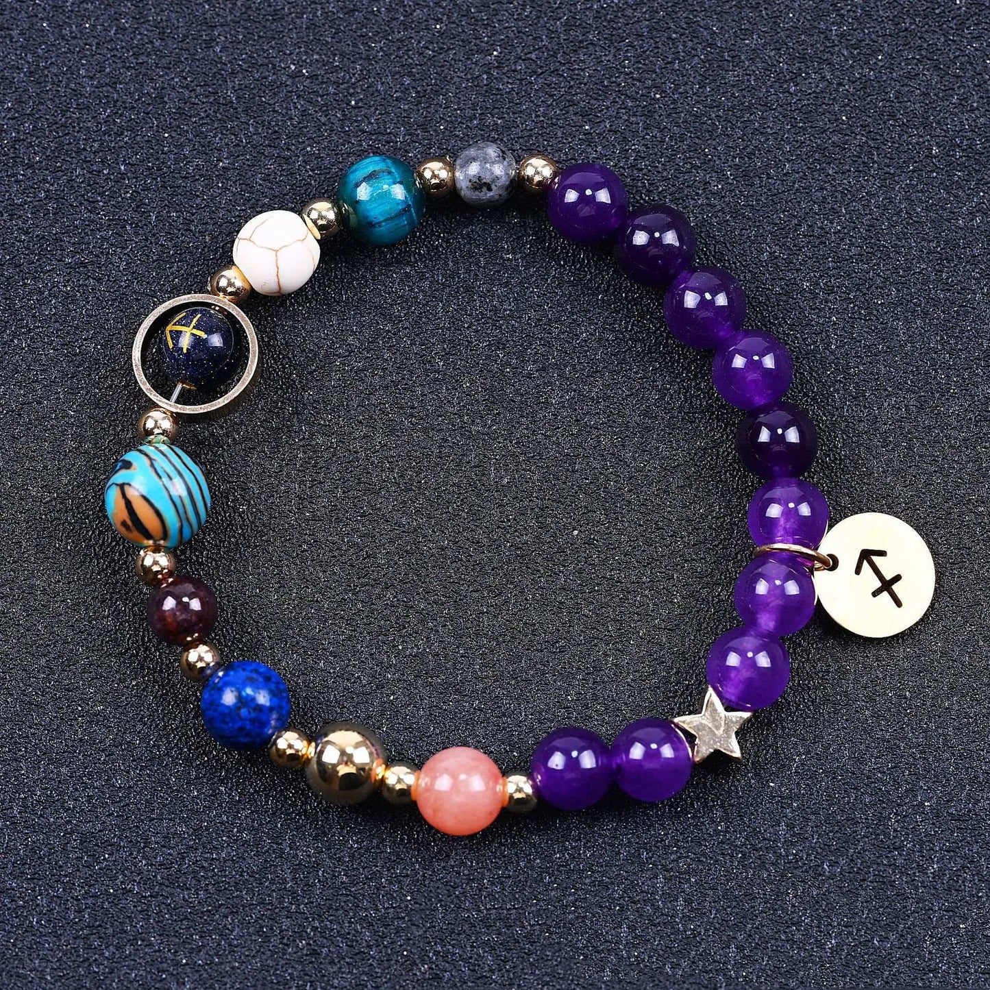 Twelve Constellations Bracelets Amethyst Blue San Constellation Lettering - My Store