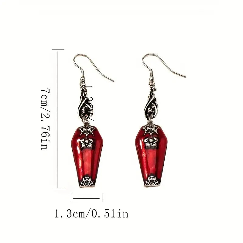 Halloween Red Bat Spider Retro Earrings - My Store