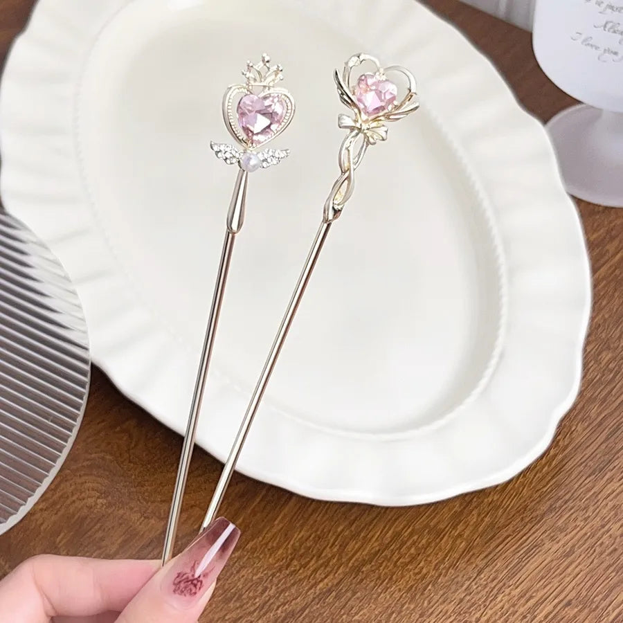 Magic Wand Heart Shaped Hairpin Girls Simple Fashion Hair Accessories Princess Style Elegant Cute Business Casual Romantic - My Store