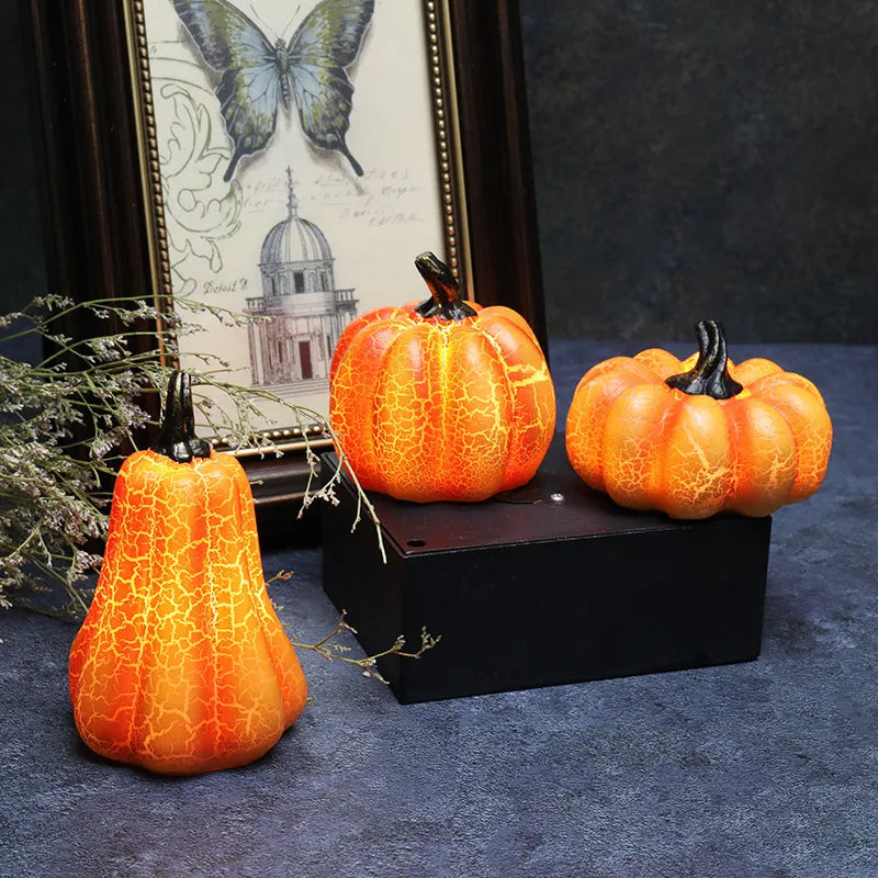 New Halloween Pumpkin Lantern Simulation Pumpkin LED Candle Lamp Resin Luminous Pumpkin - My Store