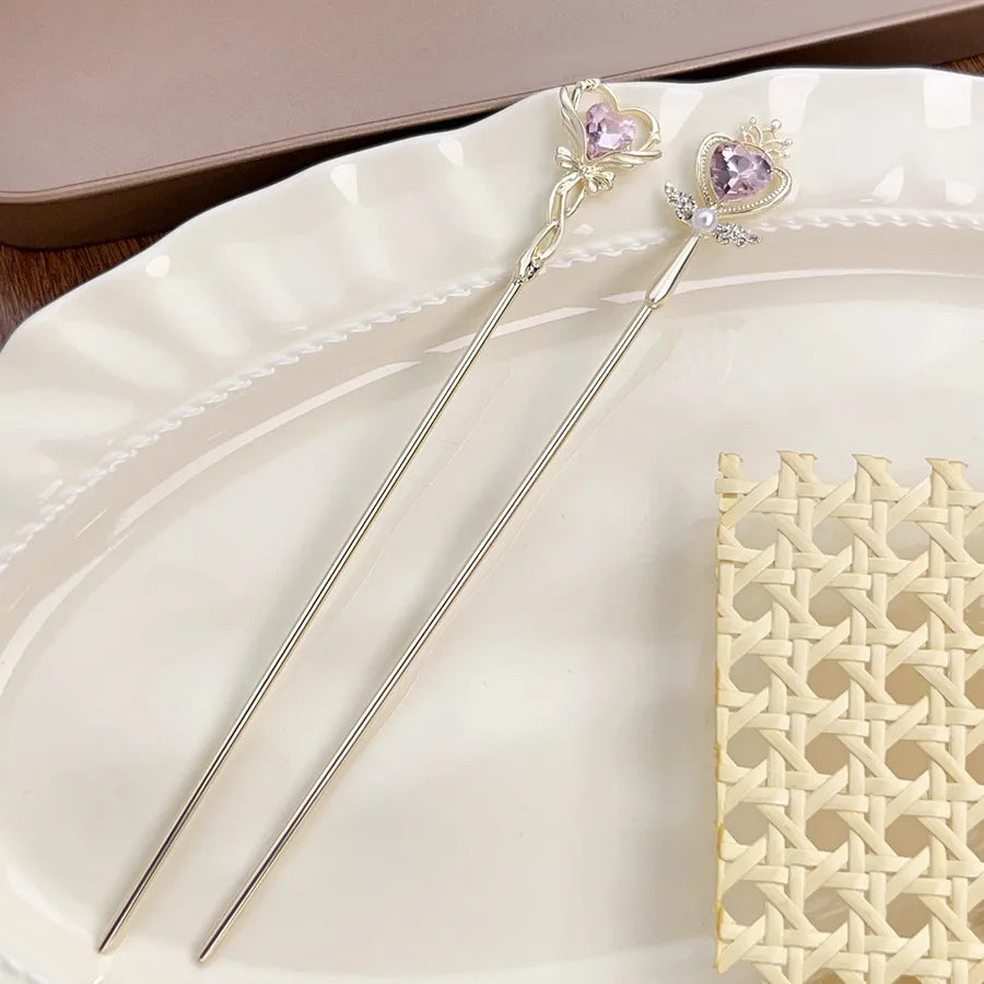 Magic Wand Heart Shaped Hairpin Girls Simple Fashion Hair Accessories Princess Style Elegant Cute Business Casual Romantic - My Store