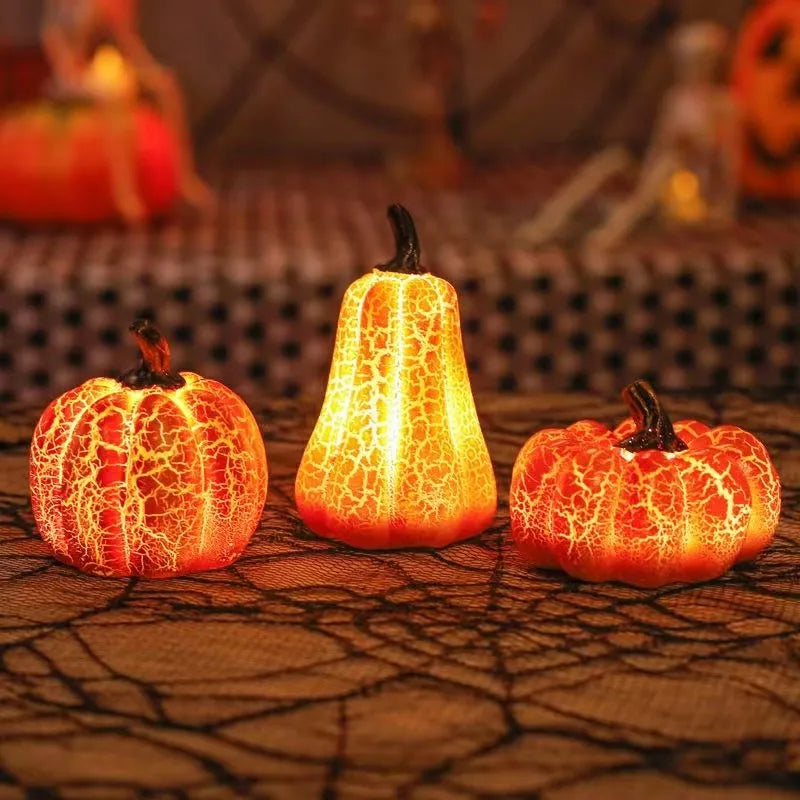 New Halloween Pumpkin Lantern Simulation Pumpkin LED Candle Lamp Resin Luminous Pumpkin - My Store