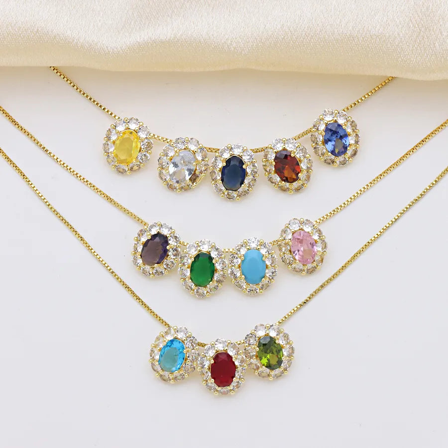 18K gold plated birthstone pendant necklace