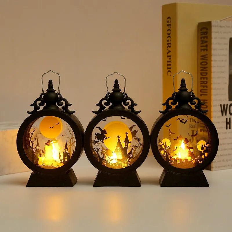 Halloween Retro Candle Portable Storm Lantern - My Store