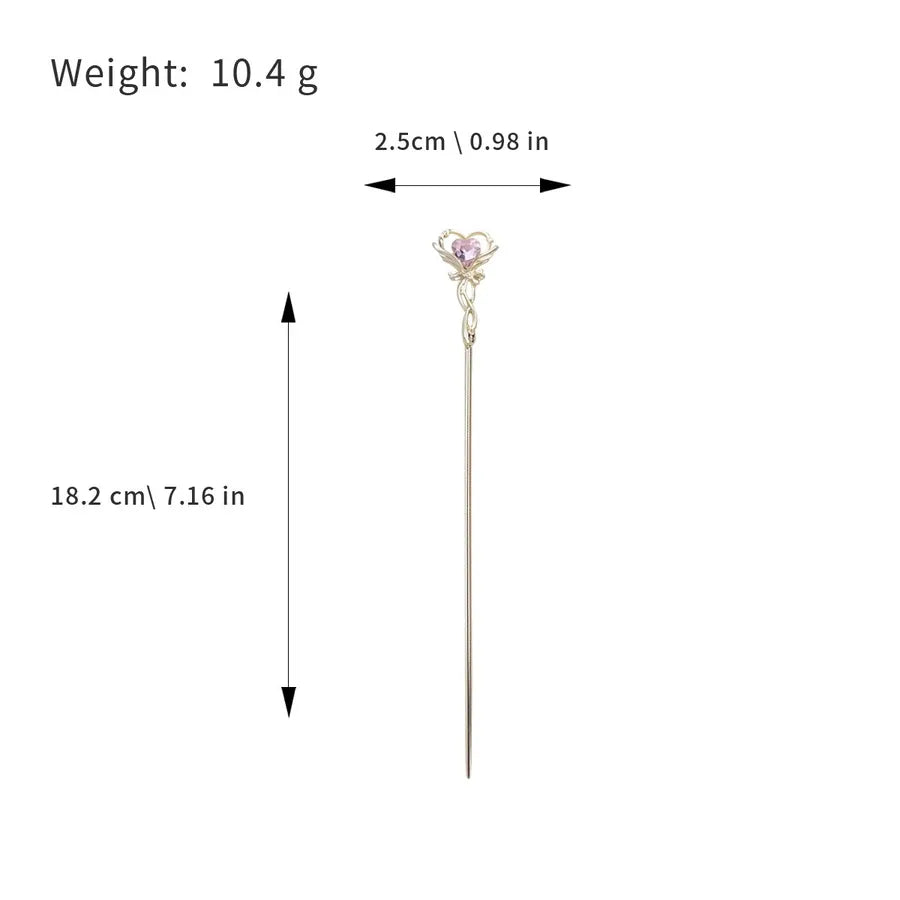 Magic Wand Heart Shaped Hairpin Girls Simple Fashion Hair Accessories Princess Style Elegant Cute Business Casual Romantic - My Store