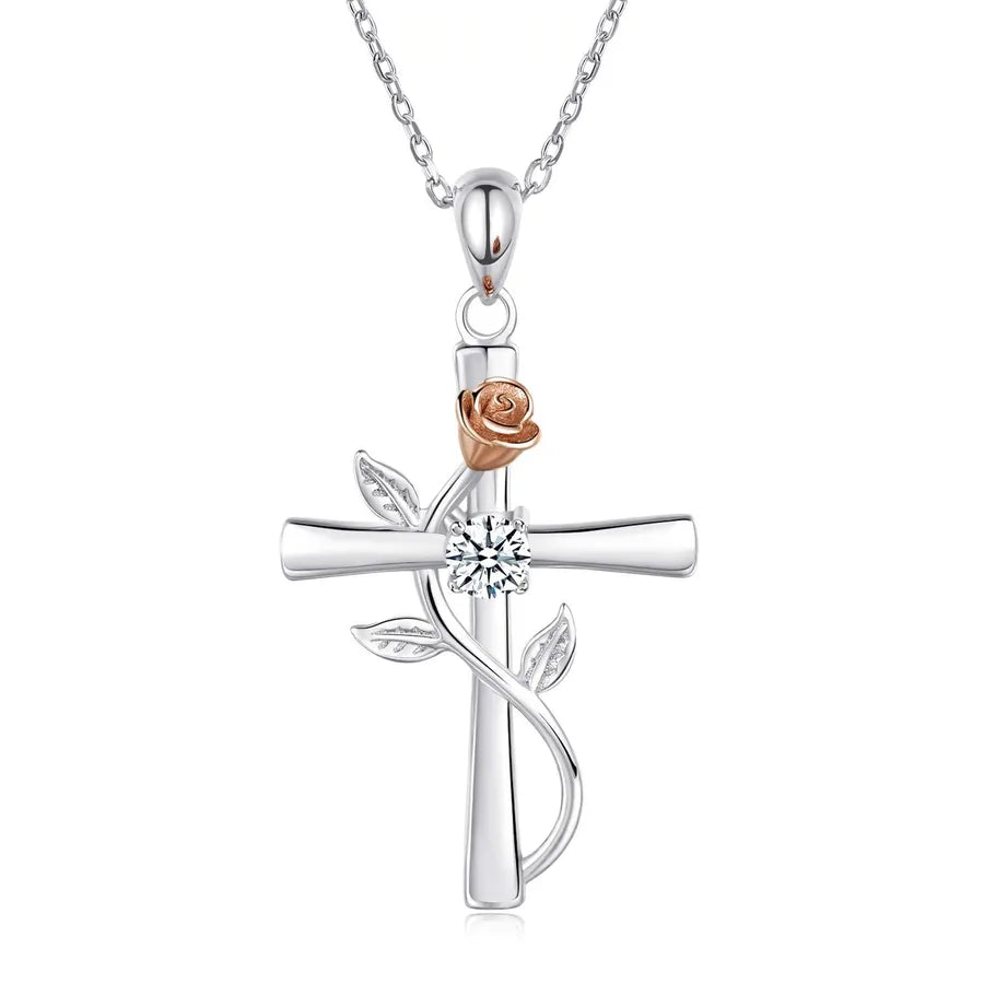 Rose Cross Birthstone Necklace - My Store