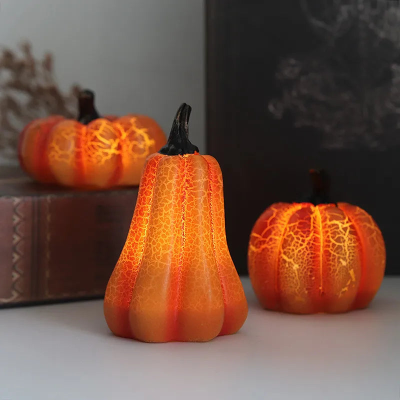 New Halloween Pumpkin Lantern Simulation Pumpkin LED Candle Lamp Resin Luminous Pumpkin - My Store