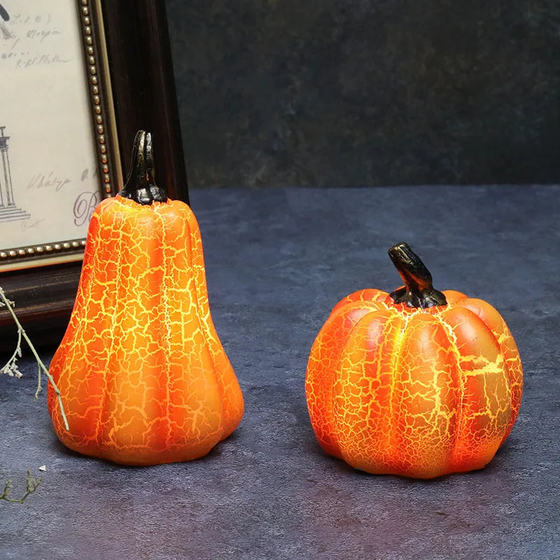 New Halloween Pumpkin Lantern Simulation Pumpkin LED Candle Lamp Resin Luminous Pumpkin - My Store