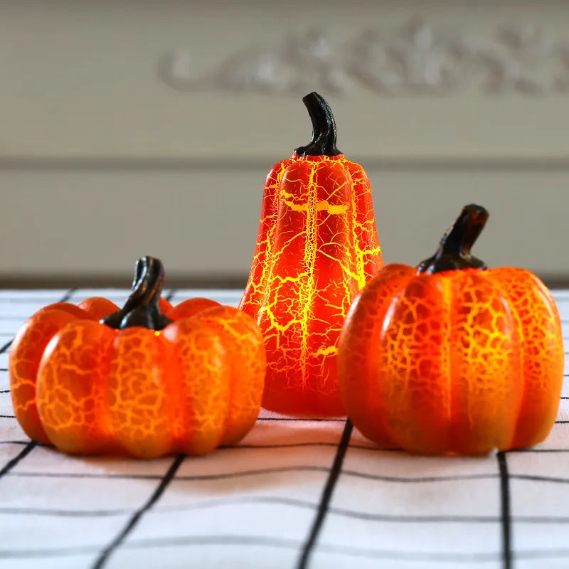 New Halloween Pumpkin Lantern Simulation Pumpkin LED Candle Lamp Resin Luminous Pumpkin - My Store