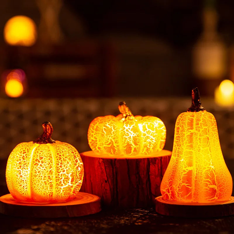 New Halloween Pumpkin Lantern Simulation Pumpkin LED Candle Lamp Resin Luminous Pumpkin - My Store