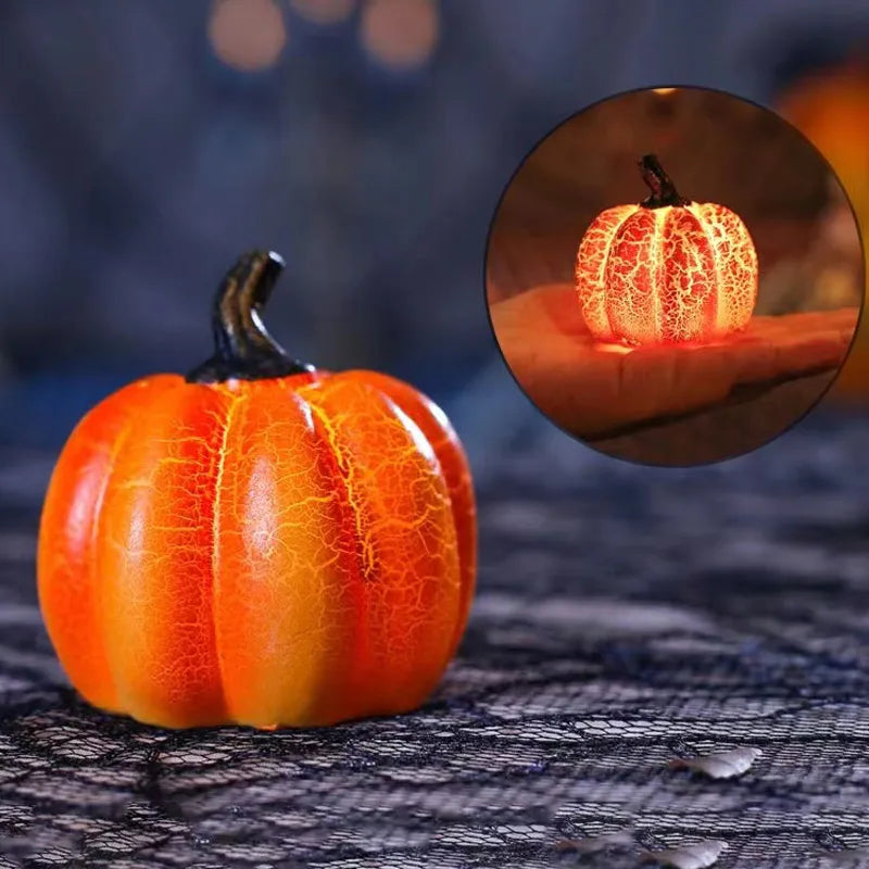 New Halloween Pumpkin Lantern Simulation Pumpkin LED Candle Lamp Resin Luminous Pumpkin - My Store