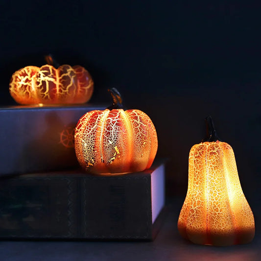 Halloween LED Pumpkin Lanterns - Flameless Jack-O'-Lantern Lights